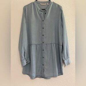 Soft Surroundings light blue chambray striped button down dress Size Large